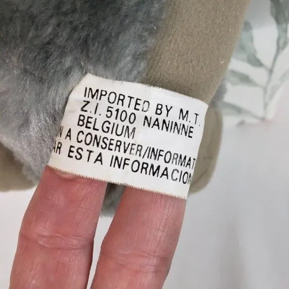 Vintage Belgium Gray Dressed Elephant Plush Trunk Up Pink RARE Stuffed Animal - Picture 11 of 12